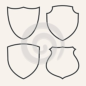 set shield line art logo vector design bundle