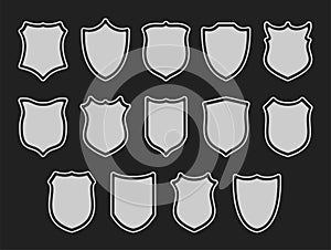 Set of shields isolated on dark grey