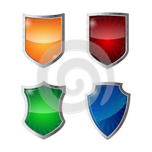 Set of shields protection, web security, antivirus logotype concept.