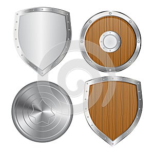Set of shields vector illustration isolated on white background