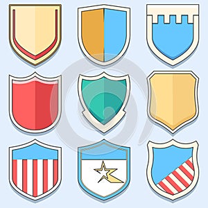 Set Shields Line Icons