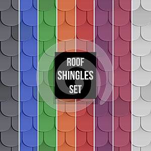 Set of Shingles roof seamless patterns