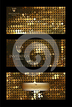 Set of shiny beautiful vip cards made with gold circles.