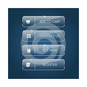 Set of shiny glass web buttons vector image
