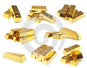 Set of shiny gold bars