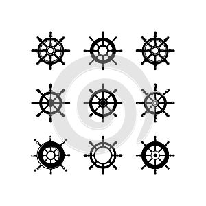 Set of Ship`s Wheel Logo Template Design