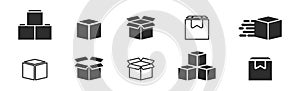 Set of shipping boxes icon. Box icons. Packaging boxes. Express box collection. Vector illustration