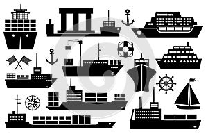 Set of ships and boats icons