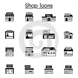 Set of shop icons. contains such Icons as, supermarket, shopping mall, hypermarket, store and more photo