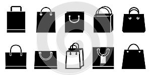 Set shopping bag icon sign - vector