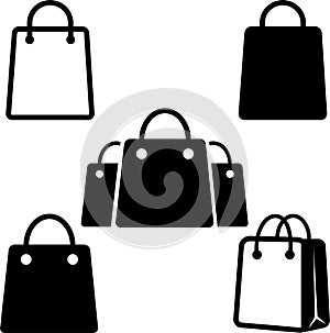 Set shopping bag icon vector. Collection Paper Bag. Group Product sale bag. Shopping symbol, L