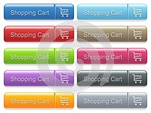 Set of Shopping cart glossy color captioned menu buttons