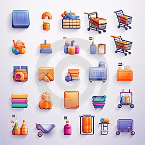 Set of shopping icons. Vector illustration in a flat design. Eps 10