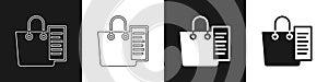Set Shopping list icon isolated on black and white background. Vector