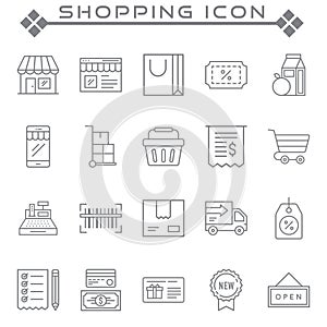 Set of Shopping Related Vector Line Icons.