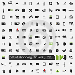 Set of shopping stickers