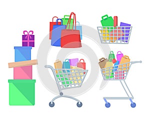 Set of Shopping Vector Icons in Flat Style