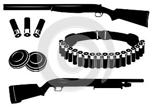 Un conjunto compuesto por escopetas a caza dispositivos 