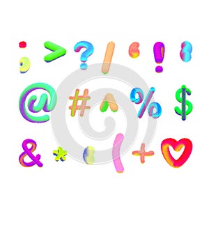 Set of sign with the effect of fur