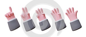 Set of sign language illustrations. Ordinal numerals. Non verbal communication photo