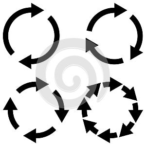 Set sign reload refresh icon, spinning arrows in circle, vector symbol sync, renewable crypto currency exchange, change renew