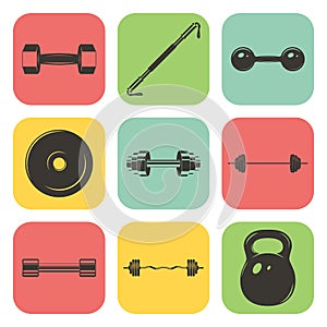 Set of sign weights for fitness or gym icons