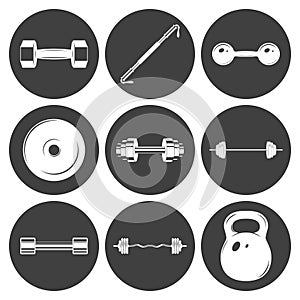 Set of sign weights for fitness or gym icons