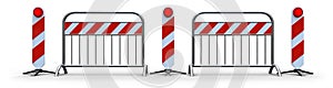 Set of signal barriers for blocking roads. 3D illustration