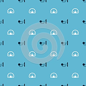 Set Signal horn on vehicle and Speedometer on seamless pattern. Vector