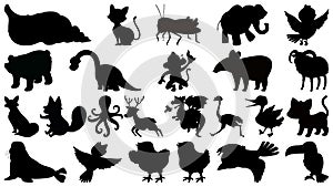 Set of sihouette isolated objects theme - animals