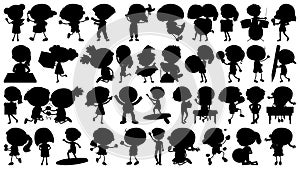 Set of sihouette isolated objects theme - children
