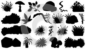 Set of sihouette isolated objects theme - plants