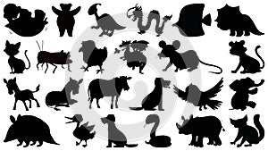 Set of sihouette isolated objects theme - wild animals