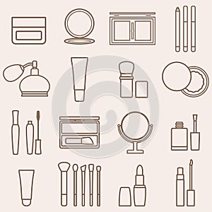 Set of silhouette beauty and cosmetics icons