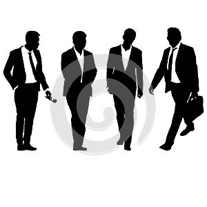 Set silhouette businessman man in suit with tie on a white background