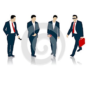 Set silhouette businessman man in suit with tie on a white background