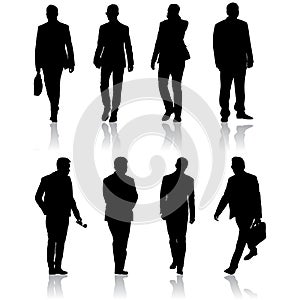 Set silhouette businessman man in suit with tie on a white background