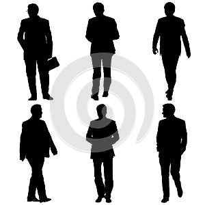 Set silhouette businessman man in suit on a white background