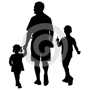 Set silhouette of happy family on a white background. Vector illustration.