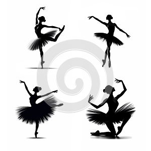 Set of silhouette illustrations of ballet dancer
