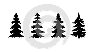 Set of silhouette pine tree or Christmas tree. Vector illustration