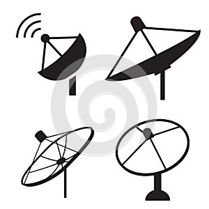 Set of silhouette satellite dish icon