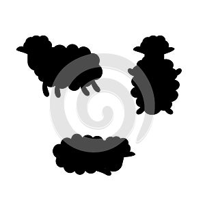 Set of silhouette sheep. Vector illustration