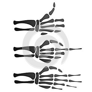 Set of silhouette skeleton hand,