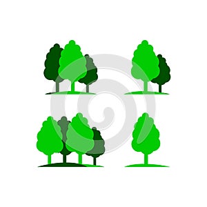 Set of silhouette tree logo vector graphics elements