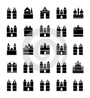 Set of silhouettes Architecture vector city buildings houses urban