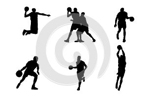 Set of silhouettes of basketball players vector design