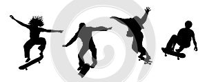 Set of silhouettes boys and girls Skaters.