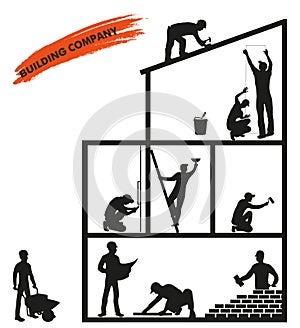Construction workers silhouettes collection - vector