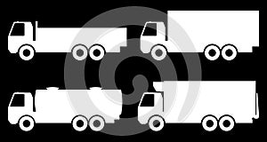 Set of silhouettes the cargo trucks. Vector illustration.